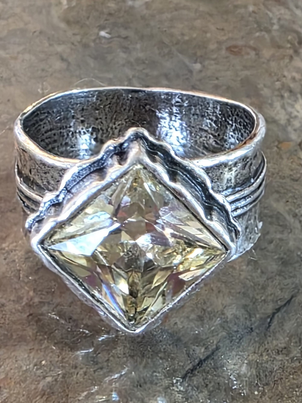 Silpada Sterling Silver Yellow Crystal Statement Ring - Women' Jewelry Size 9
